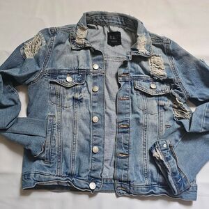 Almost Famous Women's Distressed Jean Jacket